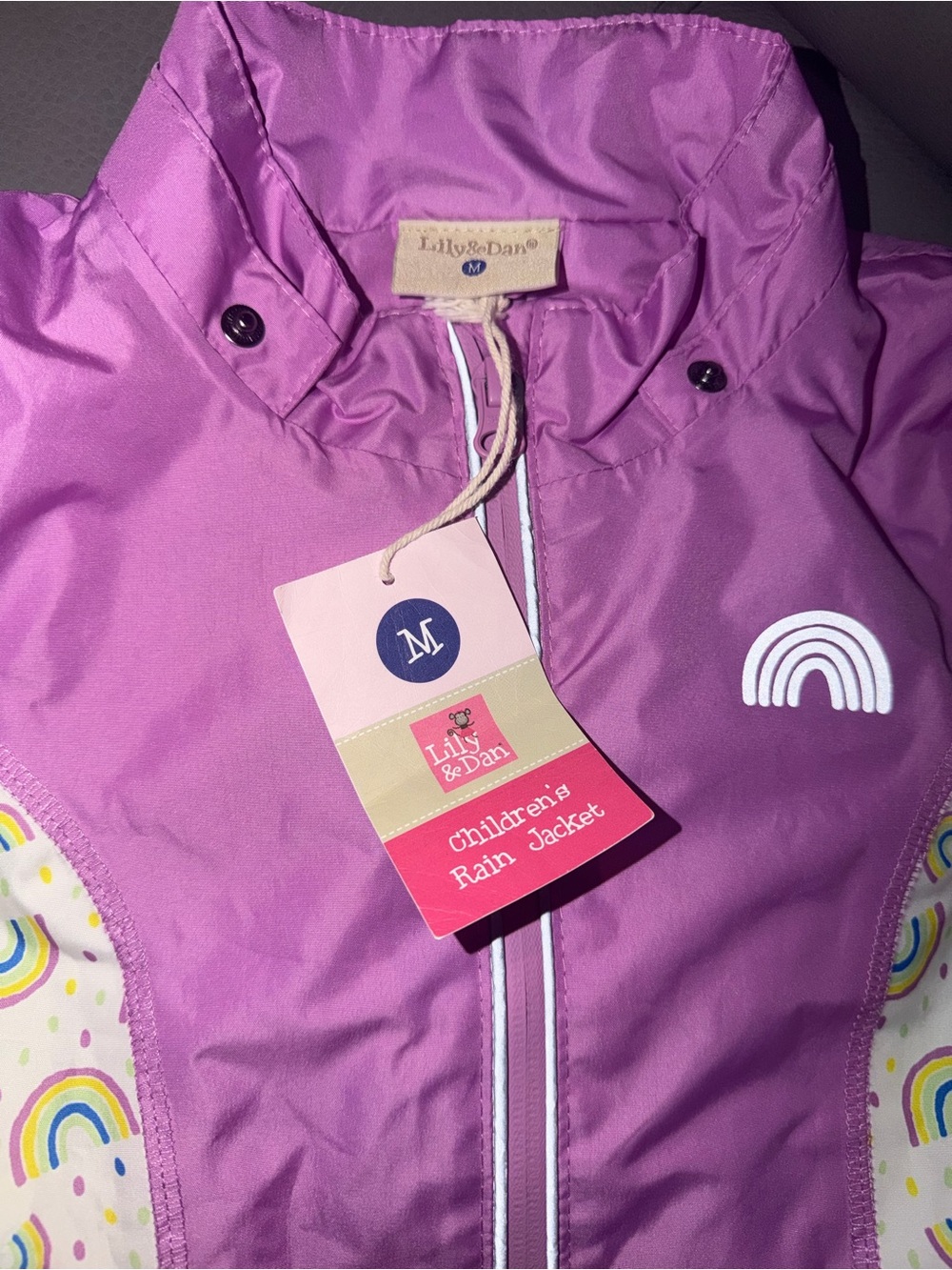 Lily & Dan Kids Purple Rain Jacket with Rainbow Accent